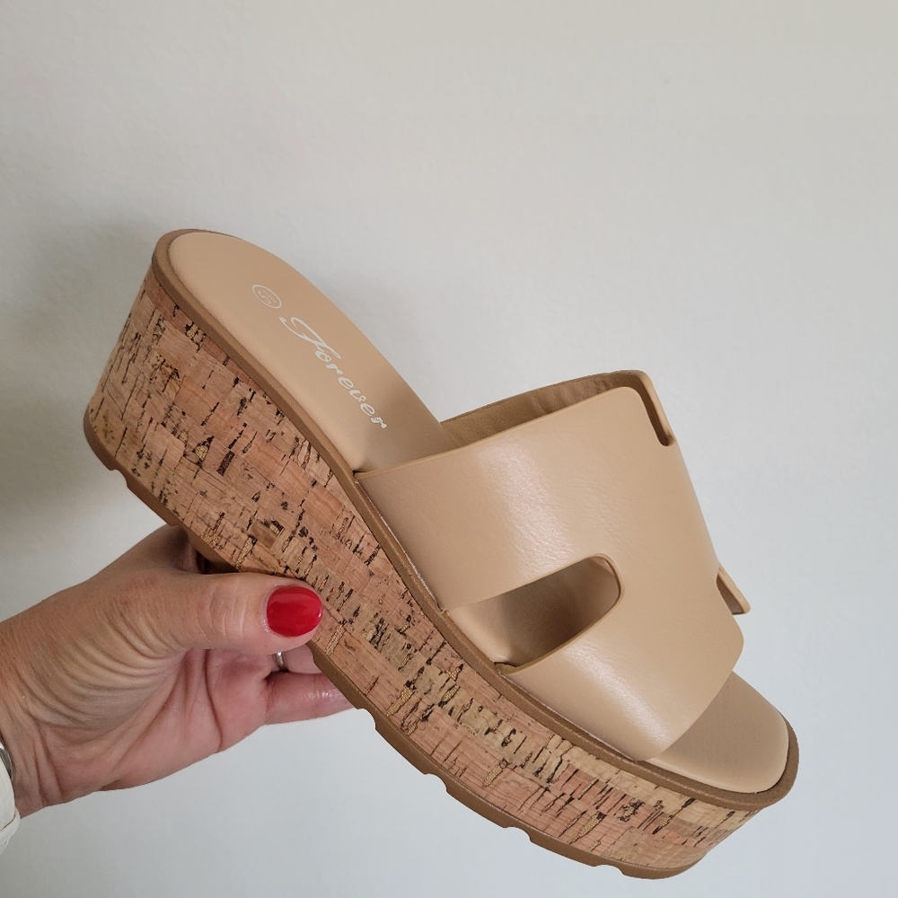 Platform Heel Taupe Sandals